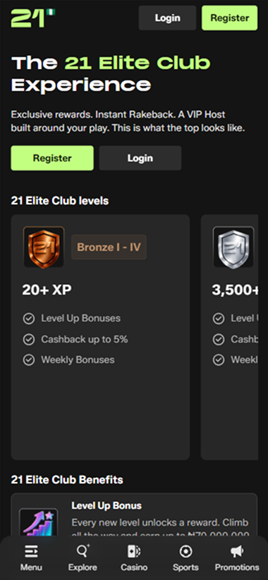 Mobile 21 Elite Club Bronze and Silver levels