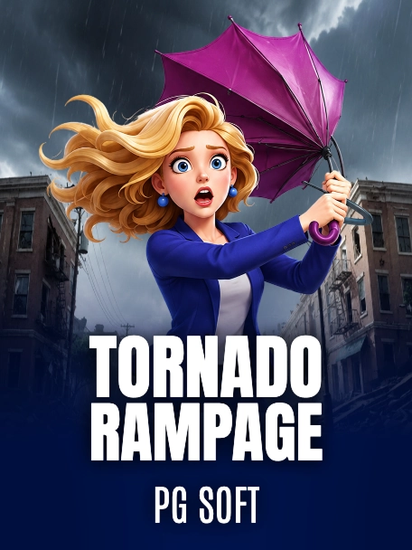 Tornado Rampage woman with purple umbrella
